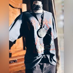 Def Leppard Graphic Tee - EPIC Brand - Distressed Faded Denim Blue - Small